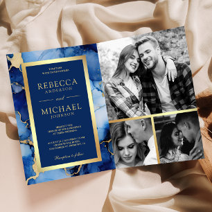 Royal Blue Goud Vloeibare Inkt QR Code Trouwen