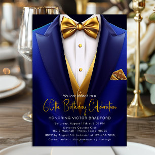 Royal Blue Gouden Smoking Verjaardag Willekeurig C Kaart