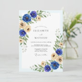 Royal Blue Graceful Spring Wedding Kaart (Staand voorkant)