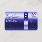Royal Blue Gradient Shimmering Diamonds en Logo Visitekaartje (Achterkant)