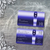 Royal Blue Gradient Shimmering Diamonds Initialen Visitekaartje