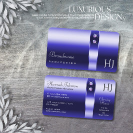 Royal Blue Gradient Shimmering Diamonds Initialen Visitekaartje
