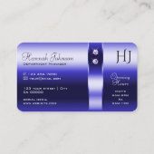 Royal Blue Gradient Shimmering Diamonds Initialen Visitekaartje (Achterkant)