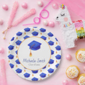 Royal Blue Graduation Cap gepersonaliseerd Papieren Bordje (Feest)