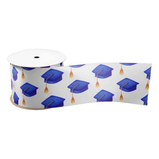 Royal Blue Graduation Cap met Tassels Afstuderen Satijnen Lint (Spoel)