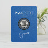Royal Blue Greece Passport Save the Date Kaart (Staand voorkant)