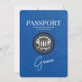 Royal Blue Greece Passport Save the Date Kaart (Voorkant)