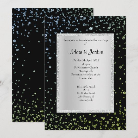 ROYAL BLUE green crystal ELEGANT WEDING Kaart (Voorkant / Achterkant)