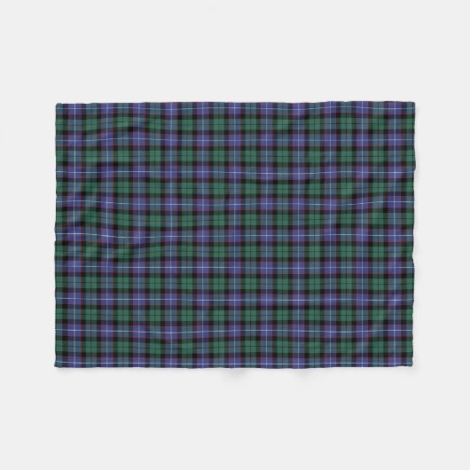 Royal Blue, Green en Black Mitchell Clan Tartan Fleece Deken (Voorkant (Horizontaal))