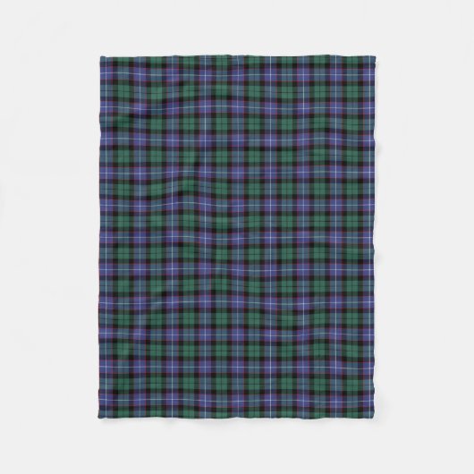 Royal Blue, Green en Black Mitchell Clan Tartan Fleece Deken (Voorkant)