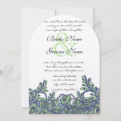 Royal Blue Green Feathery Paisley Peacock Wedding Kaart (Voorkant)