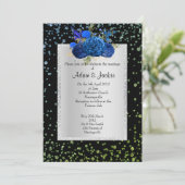 ROYAL BLUE green Floral crystal ELEGANT WEDDING Kaart (Staand voorkant)