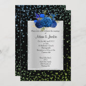 ROYAL BLUE green Floral crystal ELEGANT WEDDING Kaart (Voorkant / Achterkant)
