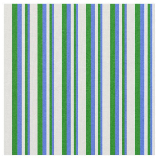 Royal Blue, Green & Light Cyan Lines Stof (Close Up)