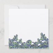 Royal Blue & Green Paisley Peacock Wedding Invite Kaart (Achterkant)