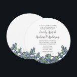 Royal Blue & Green Paisley Peacock Wedding Invite Kaart<br><div class="desc">Navy Blue en Mediterranean Green Paisley Peacock Round of Square Wedding Invitations. Perfect voor een elegante Roaring 20s,  Gatsby Wedding Theme of Mehndi Indian Paisley Peacock Wedding Theme</div>
