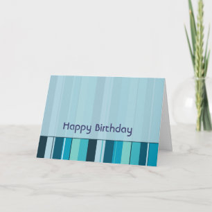 Royal Blue Green Stripes Geometrische Happy Birthd Kaart