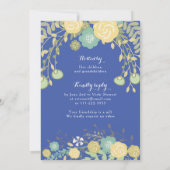 Royal Blue Green Yellow Floral 80e verjaardag Kaart (Achterkant)