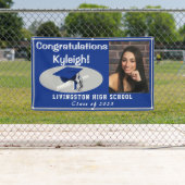 Royal Blue, Grey Accent Vinyl Afstuderen Foto Spandoek (Insitu)