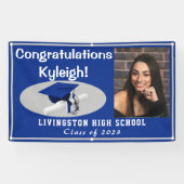 Royal Blue, Grey Accent Vinyl Afstuderen Foto Spandoek (Horizontaal)