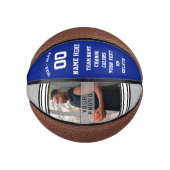 Royal Blue, Grey and White Custom Mini Basketball Basketbal (Voorkant)