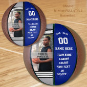 Royal Blue, Grey and White Custom Mini Basketball Basketbal