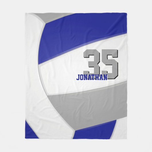 Royal Blue Grey en White Ginormus volleybal Fleece Deken (Voorkant)