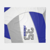 Royal Blue Grey en White Ginormus volleybal Fleece Deken (Voorkant (Horizontaal))