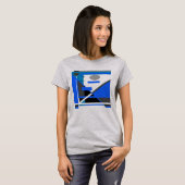 Royal Blue Grey Zwart Geometrische Abstracte MCM L T-shirt (Voorkant volledig)