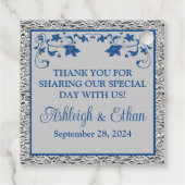 Royal Blue, grijs liefdesharten bruiloft gunst Lab Bedankjes Labels (Achterkant)