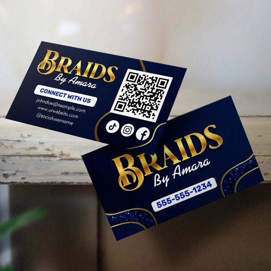 Royal Blue Haarvlechten Verbind met ons QR-code Visitekaartje