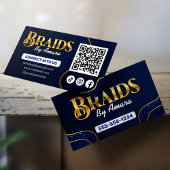 Royal Blue Hair Braiding Verbind met ons QR Code Visitekaartje