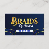 Royal Blue Hair Braiding Verbind met ons QR Code Visitekaartje (Achterkant)