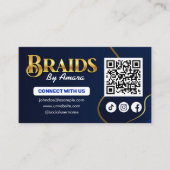 Royal Blue Hair Braiding Verbind met ons QR Code Visitekaartje (Voorkant)