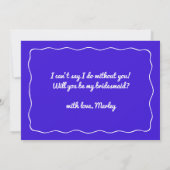 Royal Blue Hand Drawn You Be My Bridesmaid Kaart (Achterkant)