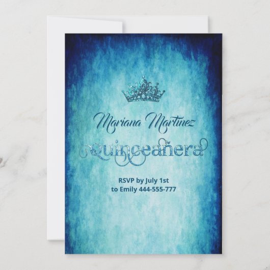 Royal blue hand fan tiara Quince Kaart