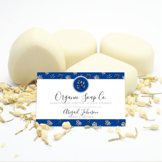 Royal Blue Hand-getrokken Rozen en bladeren ambach Visitekaartje