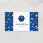 Royal Blue Hand-getrokken Rozen en bladeren ambach Visitekaartje (Achterkant)