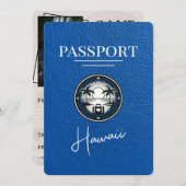 Royal Blue Hawaii Passport Bewaar de datum Save The Date (Voorkant / Achterkant)