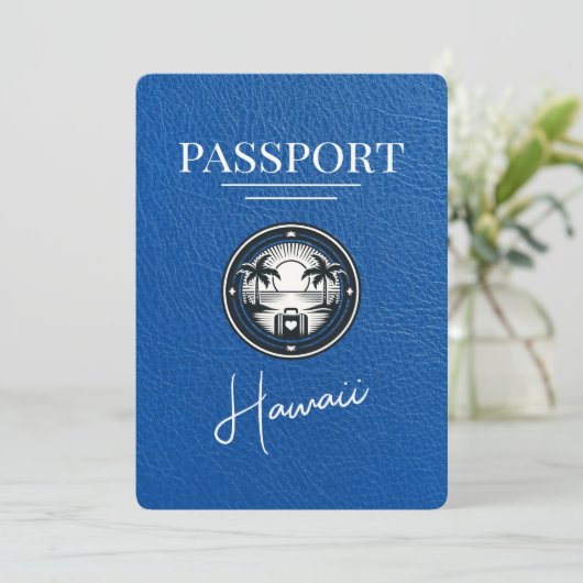Royal Blue Hawaii Passport Bewaar de datum Save The Date (Staand voorkant)