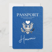 Royal Blue Hawaii Passport Wedding Invitation Kaart (Achterkant)