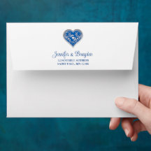Royal Blue Heart bruiloft uitnodiging
