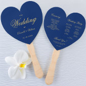 Royal Blue Heart Golden Script Trouwprogramma Handwaaier