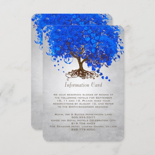 Royal Blue Heart Leaf Tree Kaart (Voorkant / Achterkant)