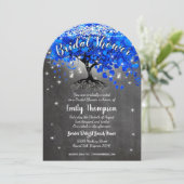 Royal Blue Heart Leaf Tree Vrijgezellenfeest nodig Kaart (Staand voorkant)