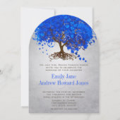 Royal Blue Heart Leaf Tree Wedding Invites Kaart (Voorkant)