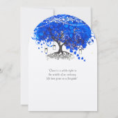 Royal Blue Heart Leaf Tree Wedding Kaart (Achterkant)