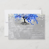 Royal Blue Heart Leaf Tree Wedding RSVP (Voorkant)