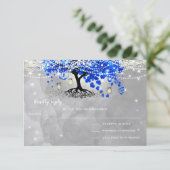 Royal Blue Heart Leaf Tree Wedding RSVP (Staand voorkant)