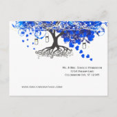 Royal Blue Heart Leaf Tree Wedding Uitnodiging Briefkaart (Achterkant)